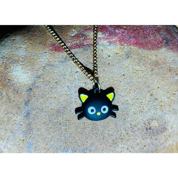 Whimsy Necklace:  Gold Plated Mini Mushroom, Blue Sneaker, Black Kitty.  Unique! - Picture 8 of 16
